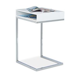 Relaxdays Table basse HxlxP: 61 x 37 x 38 cm table console table d’appoint canapé pour le salon chevet table ordinateur compartiment de rangement journaux papiers pieds en métal stables, blanc Relaxdays Table basse HxlxP: 61 x 37 x 38 cm table console table d’appoint canapé pour le salon chevet table ordinateur compartiment de rangement journaux papiers pieds en métal stables, blanc 4