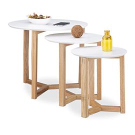 Relaxdays-Tables-gigognes-rondes-blanches-lot-de-3-bois-de-chne-salon-salle--manger-chevet-50-35-30-cm-design-nordique-moderne-retro-blanc-nature-0