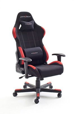 Robas-Lund-DX-Racer1-62501SR4-Fauteuil-en-nylon-avec-accoudoirs-Noirrouge-78-x-124-134-x-52-cm-0