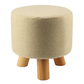 TOOGOO-RFauteuil-rembourre-de-luxe-a-usage-professionnel-Pouf-rond-en-bois-Patte-en-bois-Patron-Rond-Tissu-Gris-3-jambes-0