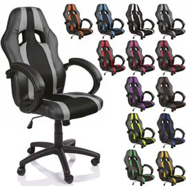 TRESKO® Chaise Fauteuil siège de bureau racing sport rayé ergonomique inclinable accoudoirs rembourrés, de 13 couleurs différentes, Lift SGS contrôlé TRESKO® Chaise Fauteuil siège de bureau racing sport rayé ergonomique inclinable accoudoirs rembourrés, de 13 couleurs différentes, Lift SGS contrôlé