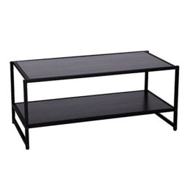 Table Basse de Salon Café Elégant avec 2 Etages Support Métallique 106L x 53l x 46Hcm Noir Neuf 96 Table Basse de Salon Café Elégant avec 2 Etages Support Métallique 106L x 53l x 46Hcm Noir Neuf 96