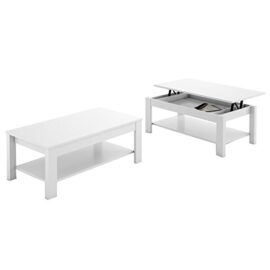 Table basse relevable Oralia blanc, Dim L 110 x P 60 x H 42 à 55 cm -PEGANE- Table basse relevable Oralia blanc, Dim L 110 x P 60 x H 42 à 55 cm -PEGANE- 3