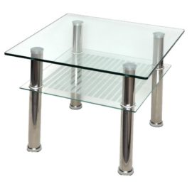 Table en verre 60 x 60 cm plus délicate table d’appoint coin basse en acier inoxydable avec 10 mm verre de sécurité ESG Table en verre 60 x 60 cm plus délicate table d’appoint coin basse en acier inoxydable avec 10 mm verre de sécurité ESG 2