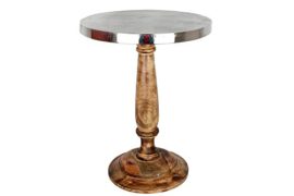 Table ronde guéridon en bois et métal de belle qualité – Style campagne – Coloris Bois et Gris Table ronde guéridon en bois et métal de belle qualité – Style campagne – Coloris Bois et Gris