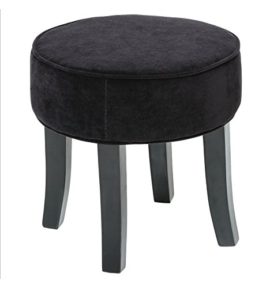 Tabouret-Pouf-rond-NOIR-aspect-velours-de-belle-qualit-0