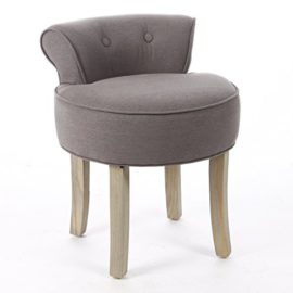 Tabouret avec dossier – LIN et COTON – coloris GRIS TAUPE Tabouret avec dossier – LIN et COTON – coloris GRIS TAUPE