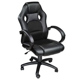 TecTake Chaise fauteuil siège de bureau hauteur réglable sportive noir TecTake Chaise fauteuil siège de bureau hauteur réglable sportive noir