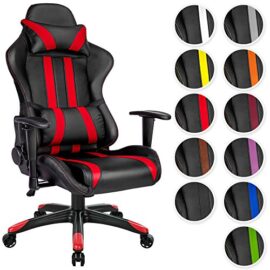 TecTake Chaise fauteuil siège de bureau racing sport ergonomique avec support lombaire et coussin – diverses couleurs au choix – (noir rouge | no. 402030) TecTake Chaise fauteuil siège de bureau racing sport ergonomique avec support lombaire et coussin – diverses couleurs au choix – (noir rouge | no. 402030)