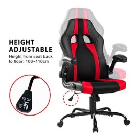 Vie-Carver-Hauteur-rglable-Chaise-de-bureau-lisse-Mcanisme-basculant-Chaise-de-bureau-pivotant-PC-Gaming-Fauteuil-de-bureau-avec-cuir-PU-Filet-de-meubles-en-noir-Couleur-Rouge-0-2