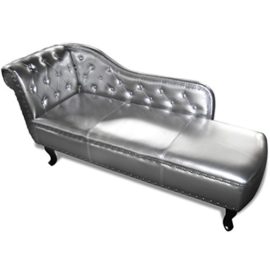 vidaXL CanapÃ© mÃ©ridienne Chesterfield capitonnÃ© argent vidaXL CanapÃ© mÃ©ridienne Chesterfield capitonnÃ© argent