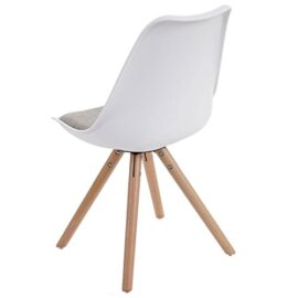 4x chaise de séjour/salle à manger Malmö T501 / design rétro ~ blanc, siège tissu gris, pieds clairs 4x chaise de séjour/salle à manger Malmö T501 / design rétro ~ blanc, siège tissu gris, pieds clairs 5