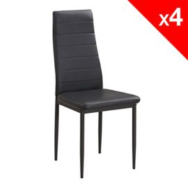 APEX Chaises Salle à Manger, Lot de 4 Chaises Cuisine, Salon , Simili CUIR piétement métal (Noir) APEX Chaises Salle à Manger, Lot de 4 Chaises Cuisine, Salon , Simili CUIR piétement métal (Noir) 3