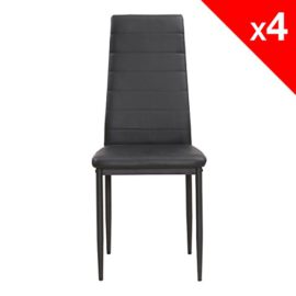 APEX Chaises Salle à Manger, Lot de 4 Chaises Cuisine, Salon , Simili CUIR piétement métal (Noir) APEX Chaises Salle à Manger, Lot de 4 Chaises Cuisine, Salon , Simili CUIR piétement métal (Noir) 4