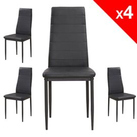 APEX Chaises Salle à Manger, Lot de 4 Chaises Cuisine, Salon , Simili CUIR piétement métal (Noir) APEX Chaises Salle à Manger, Lot de 4 Chaises Cuisine, Salon , Simili CUIR piétement métal (Noir) 2