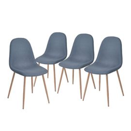 Aingoo Lot de 4 Chaise design Tapissée Bleu-Gris Piétement « EIFFEL » Bois de chêne naturel et assise en tissu Aingoo Lot de 4 Chaise design Tapissée Bleu-Gris Piétement « EIFFEL » Bois de chêne naturel et assise en tissu