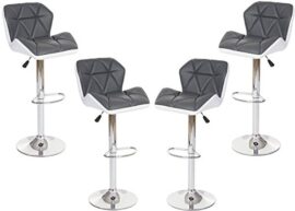 Bestmobilier – LOU – Lot de 4 tabourets de bar – Simili – Gris/Blanc Bestmobilier – LOU – Lot de 4 tabourets de bar – Simili – Gris/Blanc 2