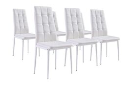 Bestmobilier – NINA BLANC – Lot de 6 chaises – Simili Blanc Bestmobilier – NINA BLANC – Lot de 6 chaises – Simili Blanc