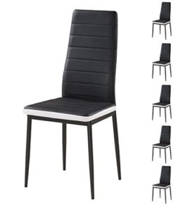 Bestmobilier – SANDY – Lot de 6 chaises – Simili – Noir/Blanc Bestmobilier – SANDY – Lot de 6 chaises – Simili – Noir/Blanc