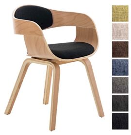 CLP Chaise de visiteur design KINGSTON, tissu, en bois, accoudoirs, assise rembourrée CLP Chaise de visiteur design KINGSTON, tissu, en bois, accoudoirs, assise rembourrée