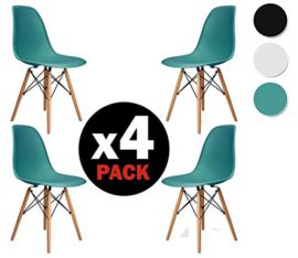 Due-home (Nordik)-Lot de 4 Chaises eames tower Turquoise Réplique chaise turquoise et bois de hêtre 47 cm Dimensions largeur x 57 cm hauteur x 32 cm profondeur Due-home (Nordik)-Lot de 4 Chaises eames tower Turquoise Réplique chaise turquoise et bois de hêtre 47 cm Dimensions largeur x 57 cm hauteur x 32 cm profondeur