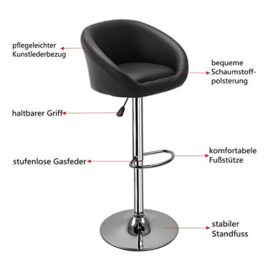 Hollylife Lot de 2 tabourets de bar en simili cuir Chaise de cuisine Chrome pivotant tabourets réglable en hauteur d’assise 57 à 75 cm (Noir, Blanc) Hollylife Lot de 2 tabourets de bar en simili cuir Chaise de cuisine Chrome pivotant tabourets réglable en hauteur d’assise 57 à 75 cm (Noir, Blanc) 6