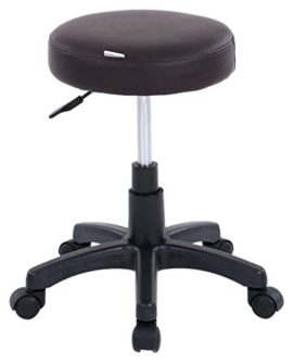 IKAYAA Tabouret avec Roulettes En PU Cuir Chaise Réglable en Hauteur Tabouret de Travail Pivotable IKAYAA Tabouret avec Roulettes En PU Cuir Chaise Réglable en Hauteur Tabouret de Travail Pivotable