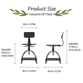 IKayaa Industrial Style Tabouret de Bar en Métal Ajustable Hauteur Swivel Kitchen Dining Chair W / Backrest IKayaa Industrial Style Tabouret de Bar en Métal Ajustable Hauteur Swivel Kitchen Dining Chair W / Backrest 3