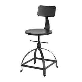 IKayaa Industrial Style Tabouret de Bar en Métal Ajustable Hauteur Swivel Kitchen Dining Chair W / Backrest IKayaa Industrial Style Tabouret de Bar en Métal Ajustable Hauteur Swivel Kitchen Dining Chair W / Backrest