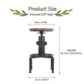 IKayaa Metal Industrial Tabouret de bar Hauteur réglable pivotant Pinewood Top Cuisine Chaise à manger Pipe Style Barstool avec repose-pieds IKayaa Metal Industrial Tabouret de bar Hauteur réglable pivotant Pinewood Top Cuisine Chaise à manger Pipe Style Barstool avec repose-pieds 3