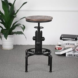 IKayaa Metal Industrial Tabouret de bar Hauteur réglable pivotant Pinewood Top Cuisine Chaise à manger Pipe Style Barstool avec repose-pieds IKayaa Metal Industrial Tabouret de bar Hauteur réglable pivotant Pinewood Top Cuisine Chaise à manger Pipe Style Barstool avec repose-pieds 5