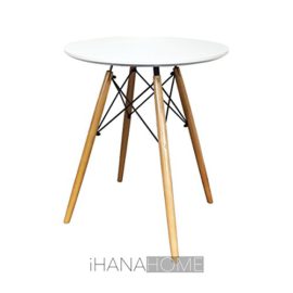 Ihana-rond-moderne-Table-de-salle--manger-DSW-Eiffel-Style-MDF-Dessus-de-table-en-blanc-et-noir-bois-de-htre-massif-jambe-avec-cadre-en-acier-de-haute-qualit-en-noir--revtement-en-poudre-0