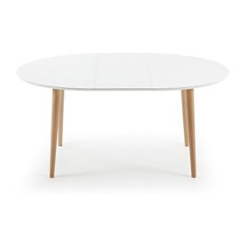 Kavehome Table Oqui extensible ovale 120-200 cm, naturel et blanc Kavehome Table Oqui extensible ovale 120-200 cm, naturel et blanc 6