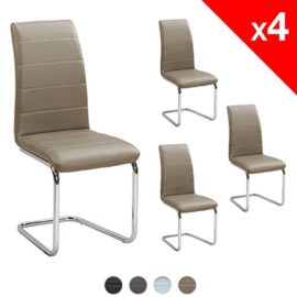 LUXUS-Chaises-Design-Salle--Manger-Lot-4-Salon-Simili-Cuir-et-Chrome-KAYELLES-0