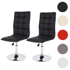 Lot de 2 chaises de séjour ou de salle à manger Dieburg, style rétro, similicuir ~ noir Lot de 2 chaises de séjour ou de salle à manger Dieburg, style rétro, similicuir ~ noir 2