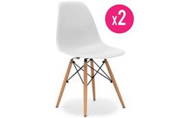 Lot de 2 chaises tendance rétro – Blanches Lot de 2 chaises tendance rétro – Blanches