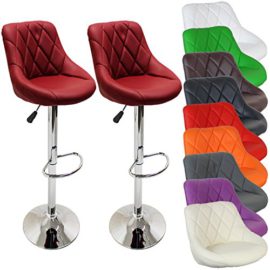 Lot de 2 tabourets de bar 10 couleurs différentes au choix, pivote à 360°, hauteur réglable de 60 à 80 cm Lot de 2 tabourets de bar 10 couleurs différentes au choix, pivote à 360°, hauteur réglable de 60 à 80 cm