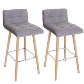 Lot de 2 tabourets de bar Malmö T430, design rétro en bois, tissu gris Lot de 2 tabourets de bar Malmö T430, design rétro en bois, tissu gris 3