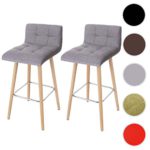 Lot de 2 tabourets de bar Malmö T430, design rétro en bois, tissu gris Lot de 2 tabourets de bar Malmö T430, design rétro en bois, tissu gris