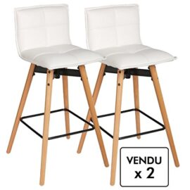 Lot de 2 tabourets de bar – Style design – Coloris BLANC Lot de 2 tabourets de bar – Style design – Coloris BLANC