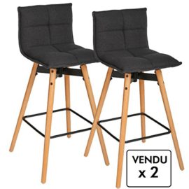 Lot de 2 tabourets de bar – Style design – Coloris GRIS Anthracite Lot de 2 tabourets de bar – Style design – Coloris GRIS Anthracite