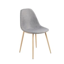 Lot de 4 Chaises design scandinave tendance nordique piètement métal couleur bois naturel et assise en tissu 45x50xH85cm Lot de 4 Chaises design scandinave tendance nordique piètement métal couleur bois naturel et assise en tissu 45x50xH85cm