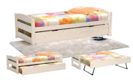 Quaidesaffaires – Lit Gigogne Thomas 90×200 + Tiroir Avec Pieds Pliants + 2 Sommiers / Blanc Quaidesaffaires – Lit Gigogne Thomas 90×200 + Tiroir Avec Pieds Pliants + 2 Sommiers / Blanc