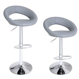 Songmics Lot de 2 Tabourets de Bar haut Chaise de Bar simili cuir PU chrome hauteur réglable grande base Φ 41 cm LJB77G Songmics Lot de 2 Tabourets de Bar haut Chaise de Bar simili cuir PU chrome hauteur réglable grande base Φ 41 cm LJB77G