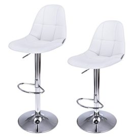 Songmics Lot de 2 Tabourets de bar avec Dossier blanc hauteur r¨¦glable Songmics Lot de 2 Tabourets de bar avec Dossier blanc hauteur r¨¦glable