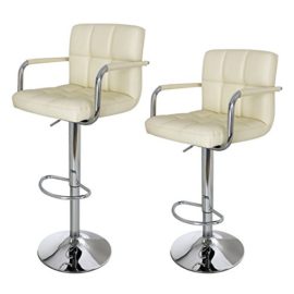 Songmics Lot de 2 Tabourets de bar haut Chaise de bar simili cuir PU chrome hauteur réglable grande base ø 41 cm Songmics Lot de 2 Tabourets de bar haut Chaise de bar simili cuir PU chrome hauteur réglable grande base ø 41 cm