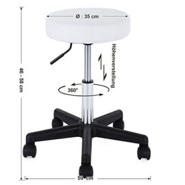 Songmics Tabourets de travail simili cuir PU pivotant à 360° Charge max. 200kg Blanc / Noir Songmics Tabourets de travail simili cuir PU pivotant à 360° Charge max. 200kg Blanc / Noir 3