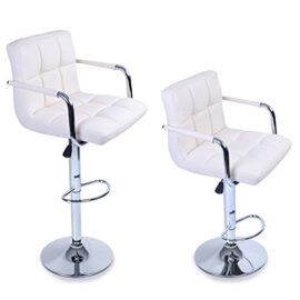 TRESKO® Lot de 2 Tabourets de bar Chaise de bar Chaise lounge avec dossier et accoudoir, 8 couleurs différentes, chromé, rotation à 360°, hauteur réglable de 62,0 à 82,5 cm TRESKO® Lot de 2 Tabourets de bar Chaise de bar Chaise lounge avec dossier et accoudoir, 8 couleurs différentes, chromé, rotation à 360°, hauteur réglable de 62,0 à 82,5 cm 4