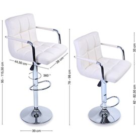 TRESKO® Lot de 2 Tabourets de bar Chaise de bar Chaise lounge avec dossier et accoudoir, 8 couleurs différentes, chromé, rotation à 360°, hauteur réglable de 62,0 à 82,5 cm TRESKO® Lot de 2 Tabourets de bar Chaise de bar Chaise lounge avec dossier et accoudoir, 8 couleurs différentes, chromé, rotation à 360°, hauteur réglable de 62,0 à 82,5 cm 5