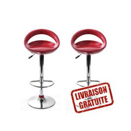 Tabouret-de-bar-Snack-rouge-lot-de-2-0